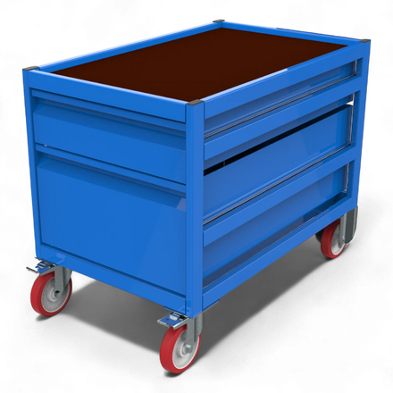 Robuster, mobiler Werkstattwagen in vielen Größen und Ausführungen. Ideal für Ordnung in Werkstatt, Lager oder Garage.