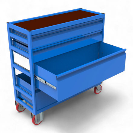 Robuster, mobiler Werkstattwagen in vielen Größen und Ausführungen. Ideal für Ordnung in Werkstatt, Lager oder Garage.